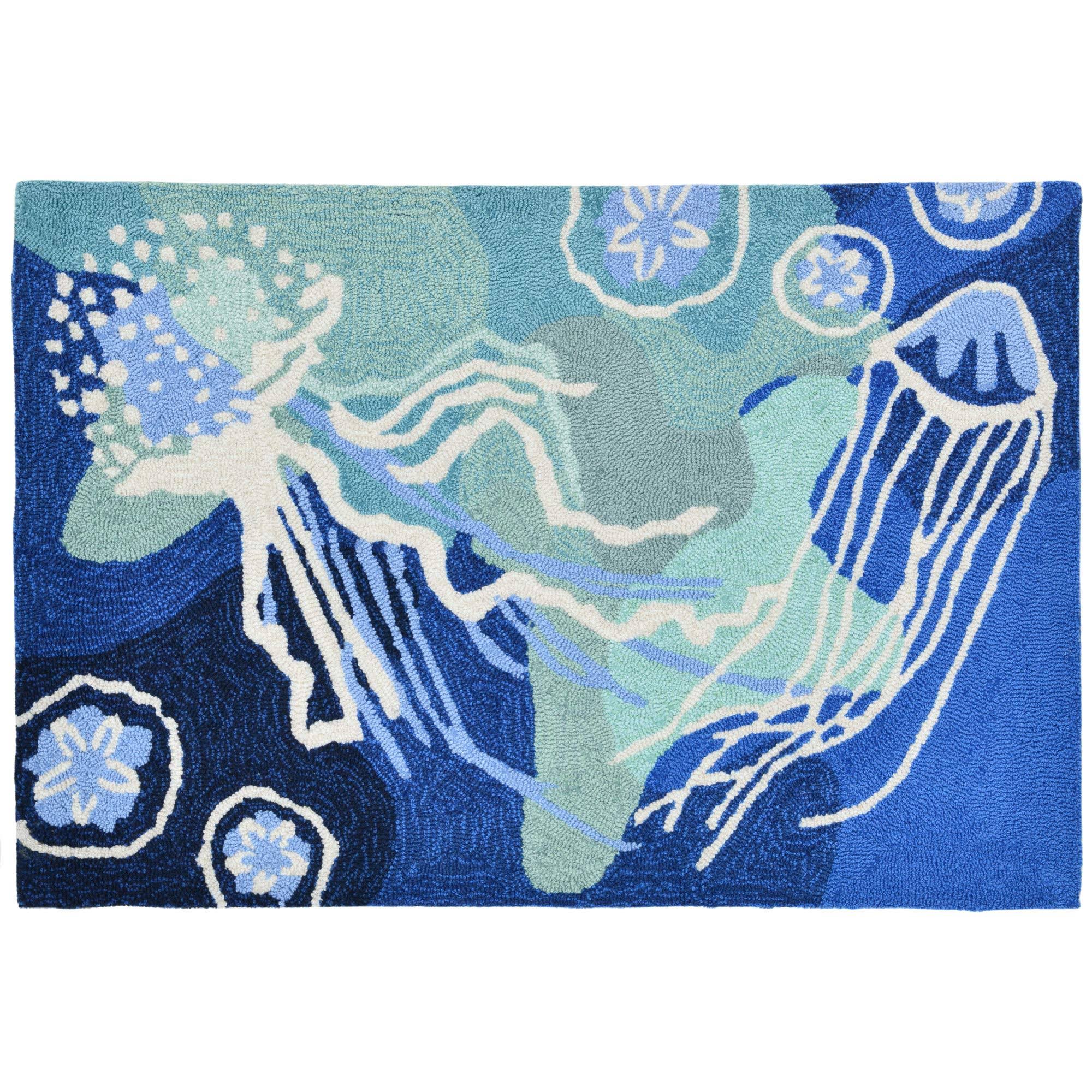 Liora Manne Capri Jelly Fish Indoor/Outdoor Rug IOKUDF_UWBH