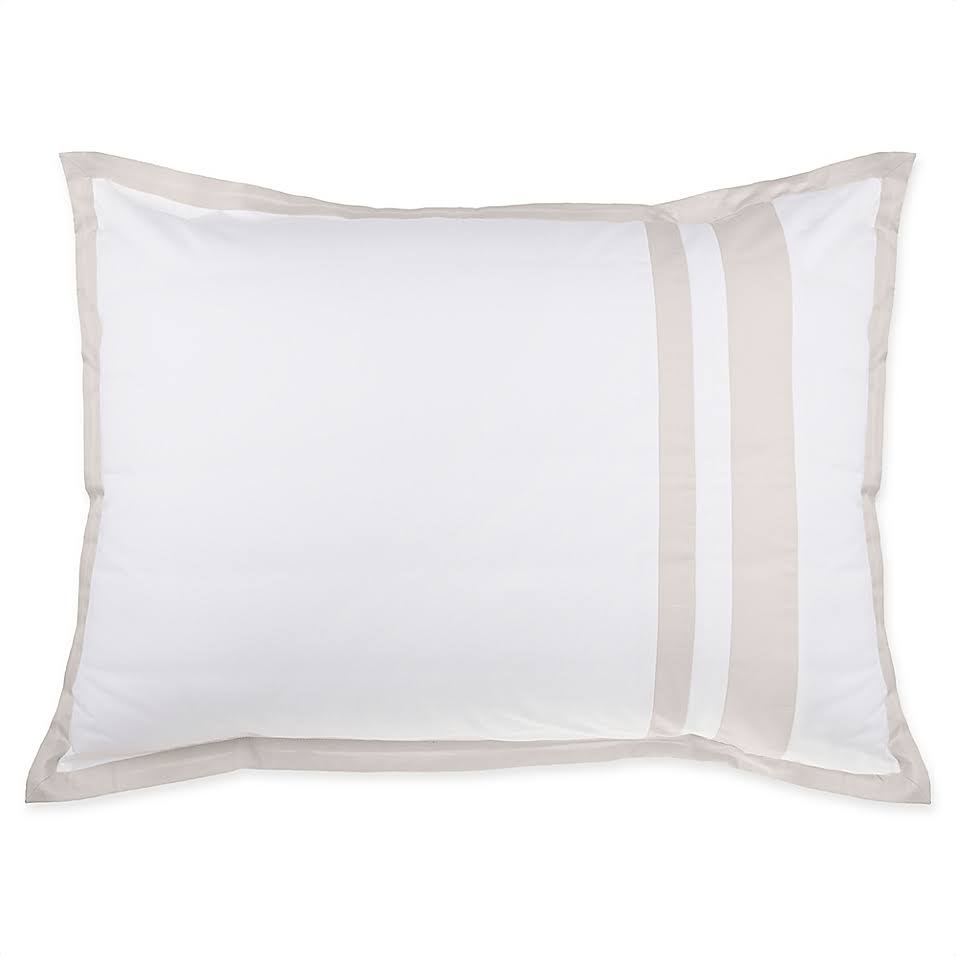 Wamsutta Hotel Border Micro Cotton King Pillow Sham in White/HLMXLL_EVSB