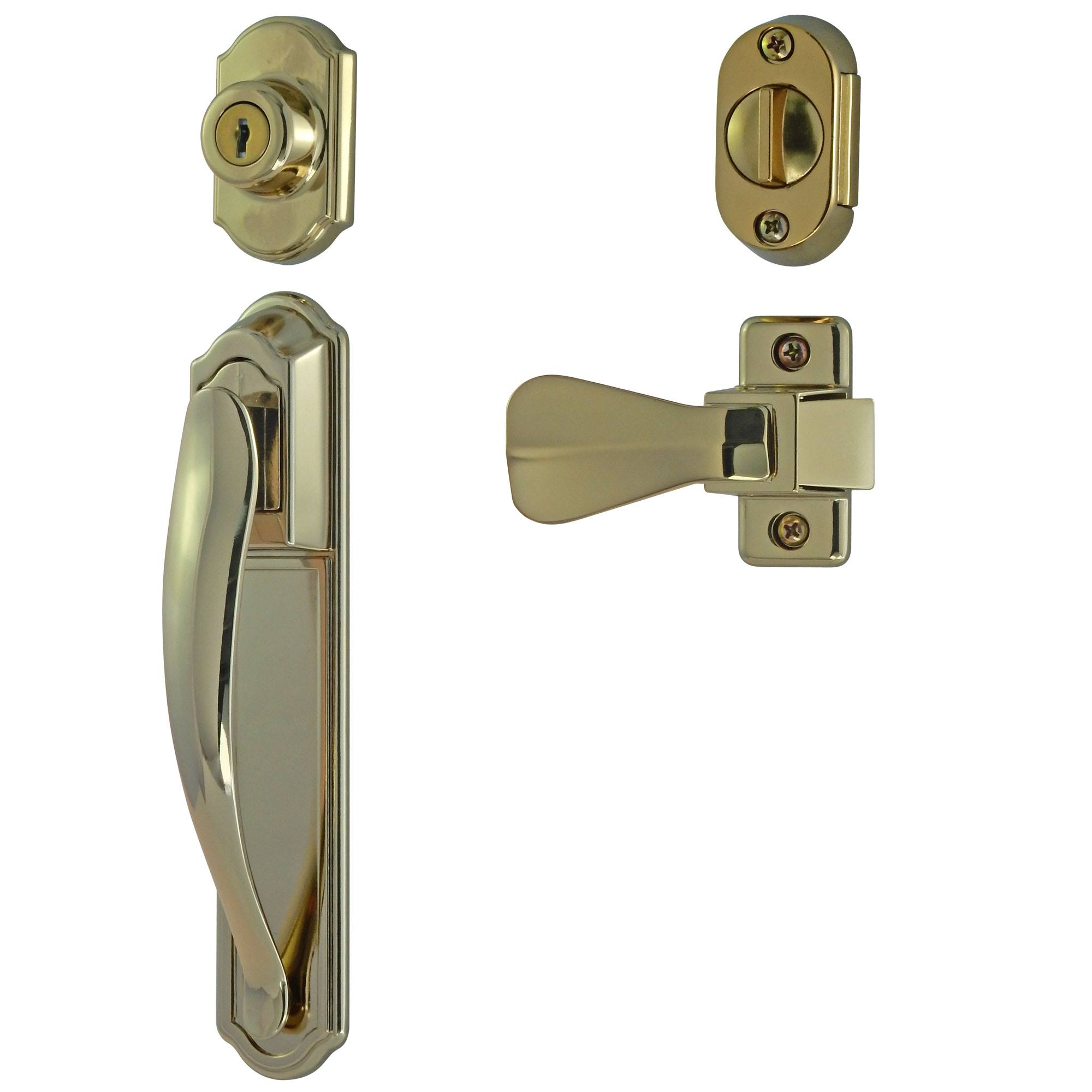 Ideal Security 3 Piece Deluxe Storm and Screen Pull Handle and Keyed Deadbolt; Bright UDZCZP_APV9