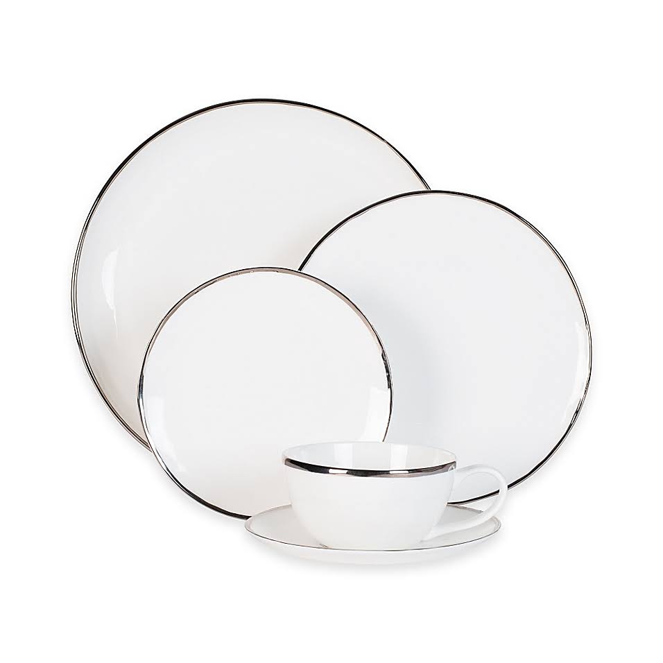 Olivia Oliver 5 PC Harper Organic Shape Platinum Place Setting ONLS7Y_91WG