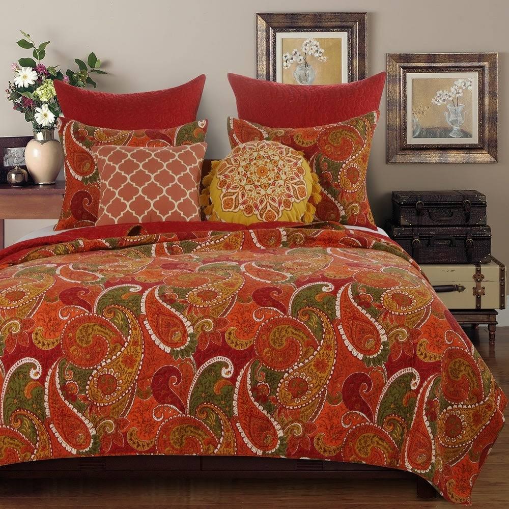 Greenland Home Fashions Tivoli Cotton Quilt Set, Cinnamon (Queen/Full - Queen), YGXTLX_XNJ7