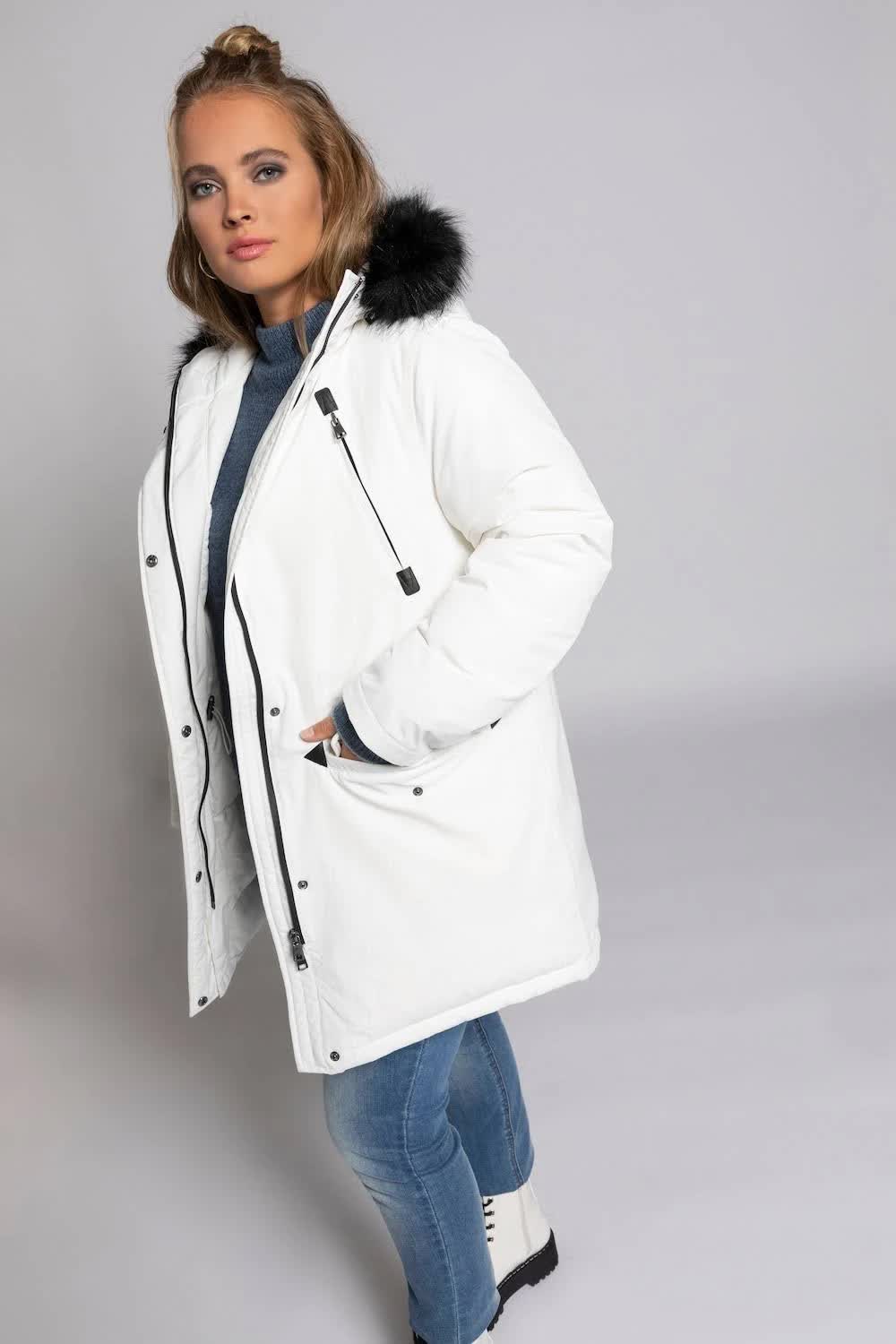 Plus Size Parkas, Woman, White, Size: 20/22, polyester/synthetic fibers, Ulla 58K8WP_PNKM